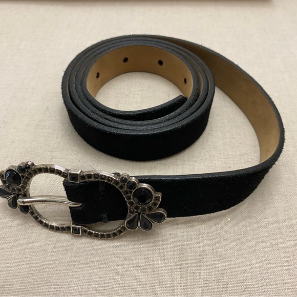 BANANA REPUBLIC-black suede leather belt in large - Picture 1 of 2